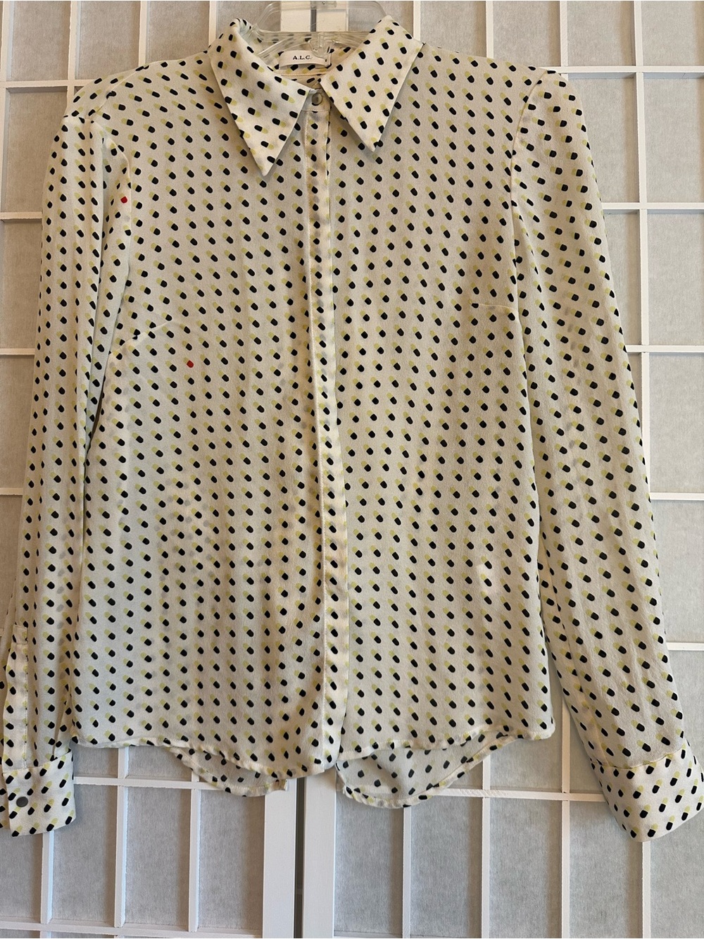 A.L.C. 100% Silk Red Pill Print Blouse